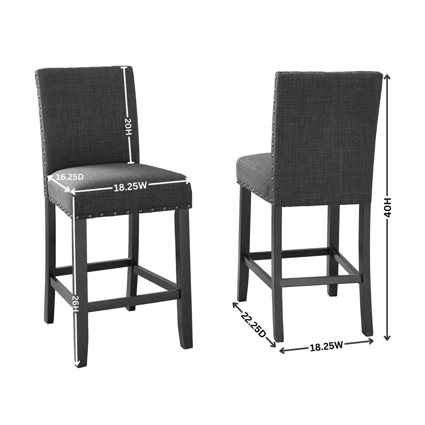 Biony Tan Fabric Counter Height Stools with Nailhead Trim, Set of 2 image 6