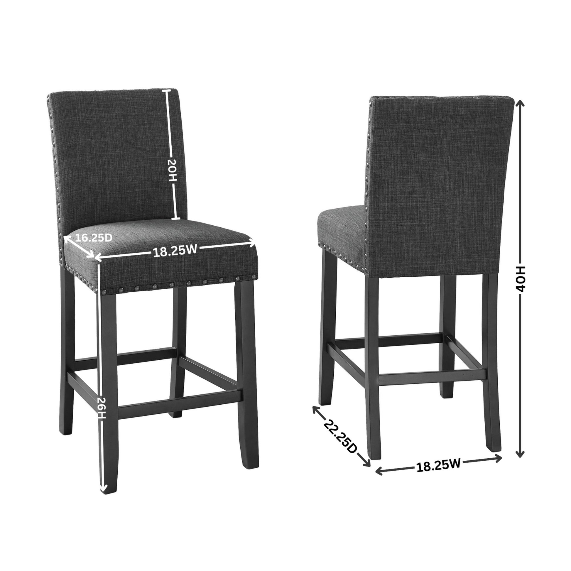 Biony Tan Fabric Counter Height Stools with Nailhead Trim, Set of 2 image 6