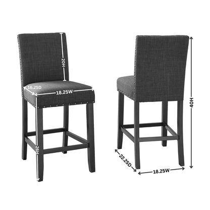 Biony Tan Fabric Counter Height Stools with Nailhead Trim, Set of 2 image 6