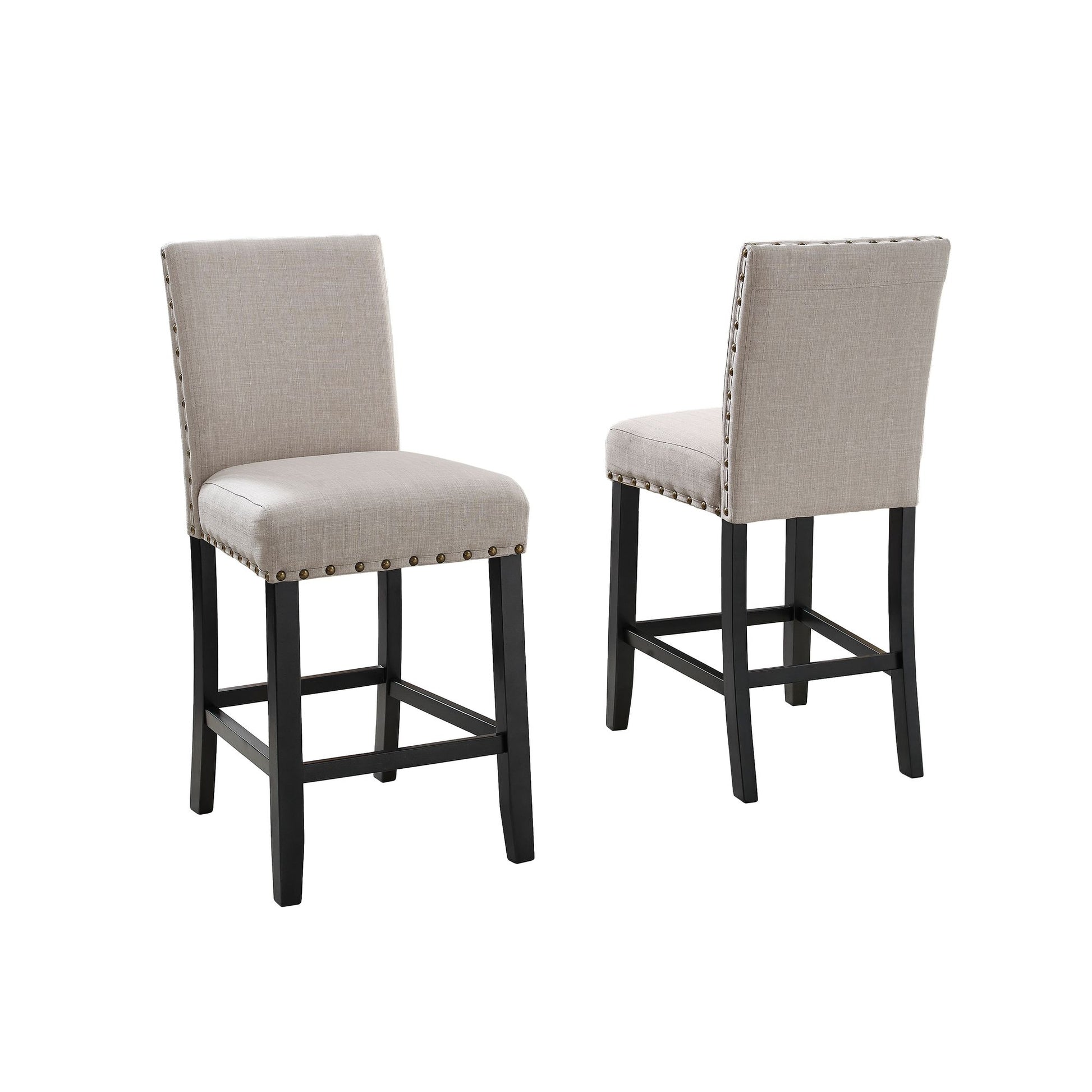 Biony Tan Fabric Counter Height Stools with Nailhead Trim, Set of 2 image 3