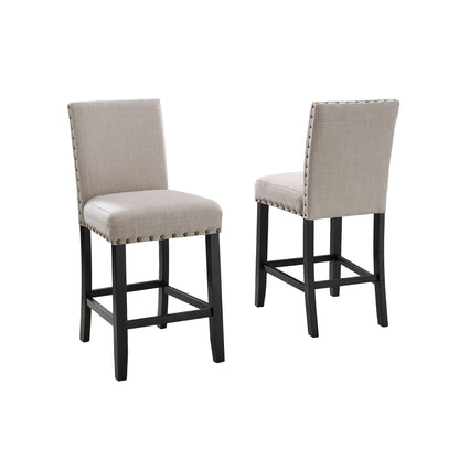 Biony Tan Fabric Counter Height Stools with Nailhead Trim, Set of 2 image 3