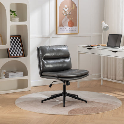Bizerte Adjustable Swivel Criss-Cross Chair, Wide Seat/ Office Chair /Vanity Chair, Gray image 4