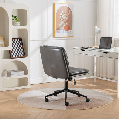 Bizerte Adjustable Swivel Criss-Cross Chair, Wide Seat/ Office Chair /Vanity Chair, Gray image 5