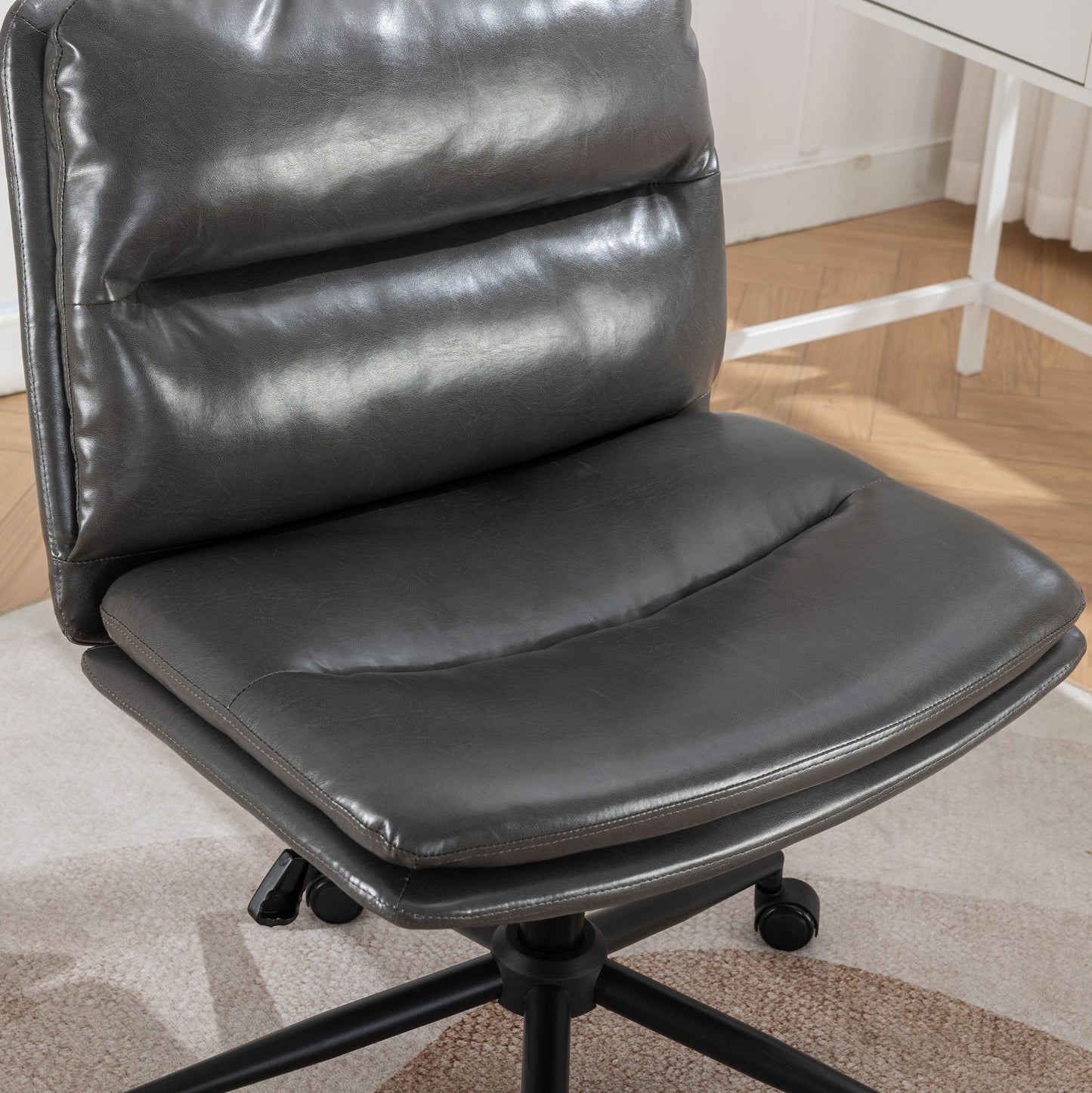 Bizerte Adjustable Swivel Criss-Cross Chair, Wide Seat/ Office Chair /Vanity Chair, Gray image 7