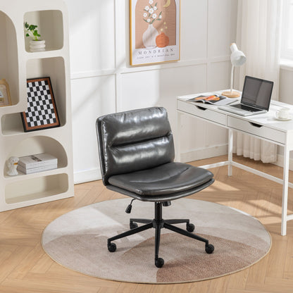 Bizerte Adjustable Swivel Criss-Cross Chair, Wide Seat/ Office Chair /Vanity Chair, Gray image 1
