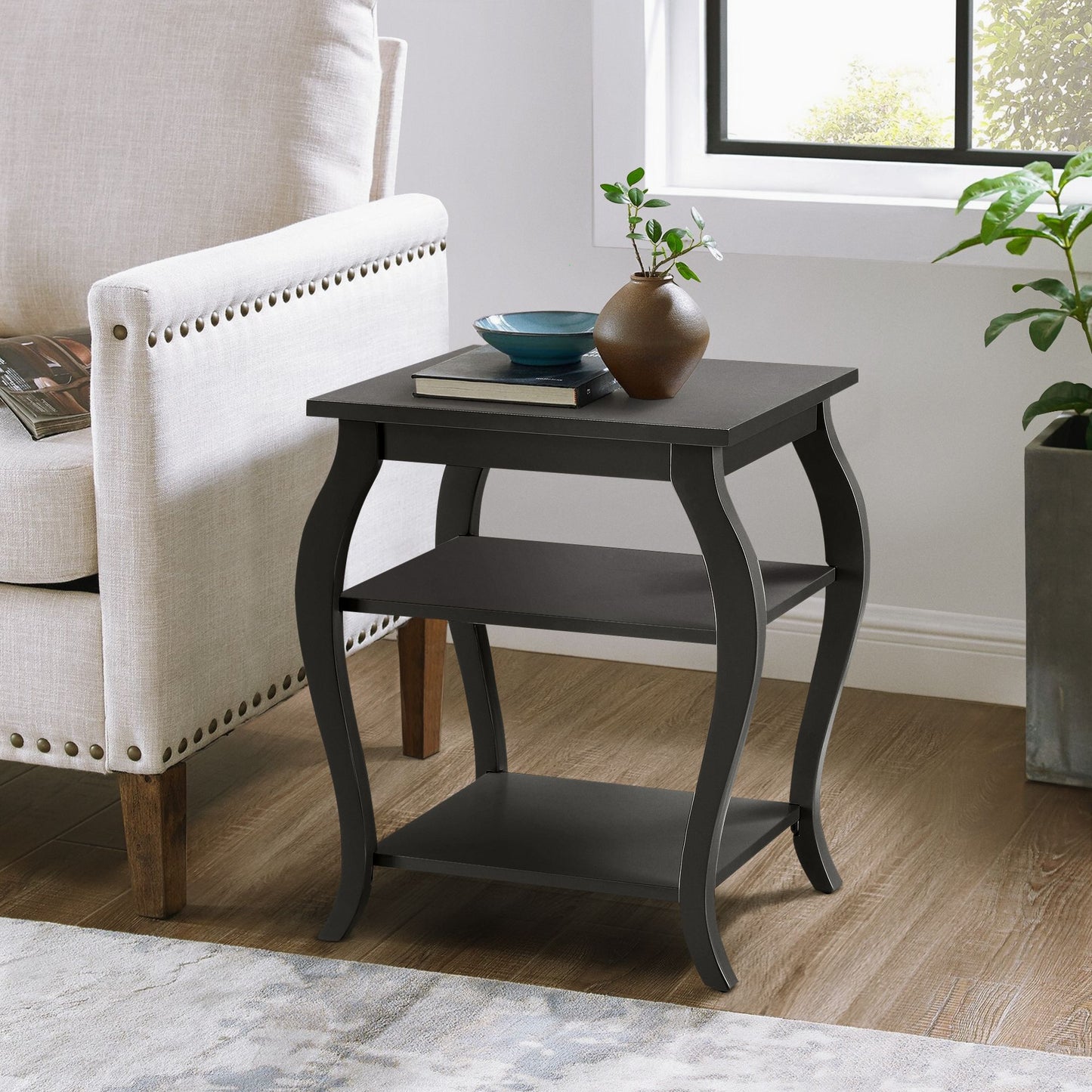 Black 2-shelf End Table image 1