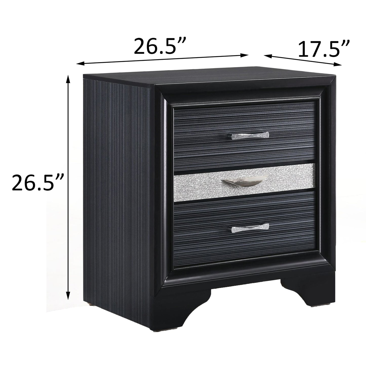 Black 3-drawer Nightstand image 7