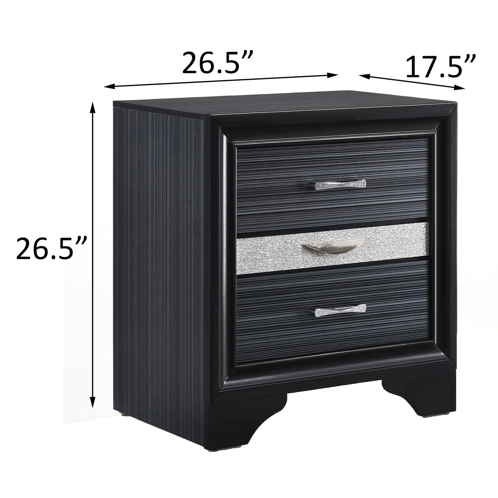 Black 3-drawer Nightstand image 7