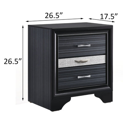 Black 3-drawer Nightstand image 7