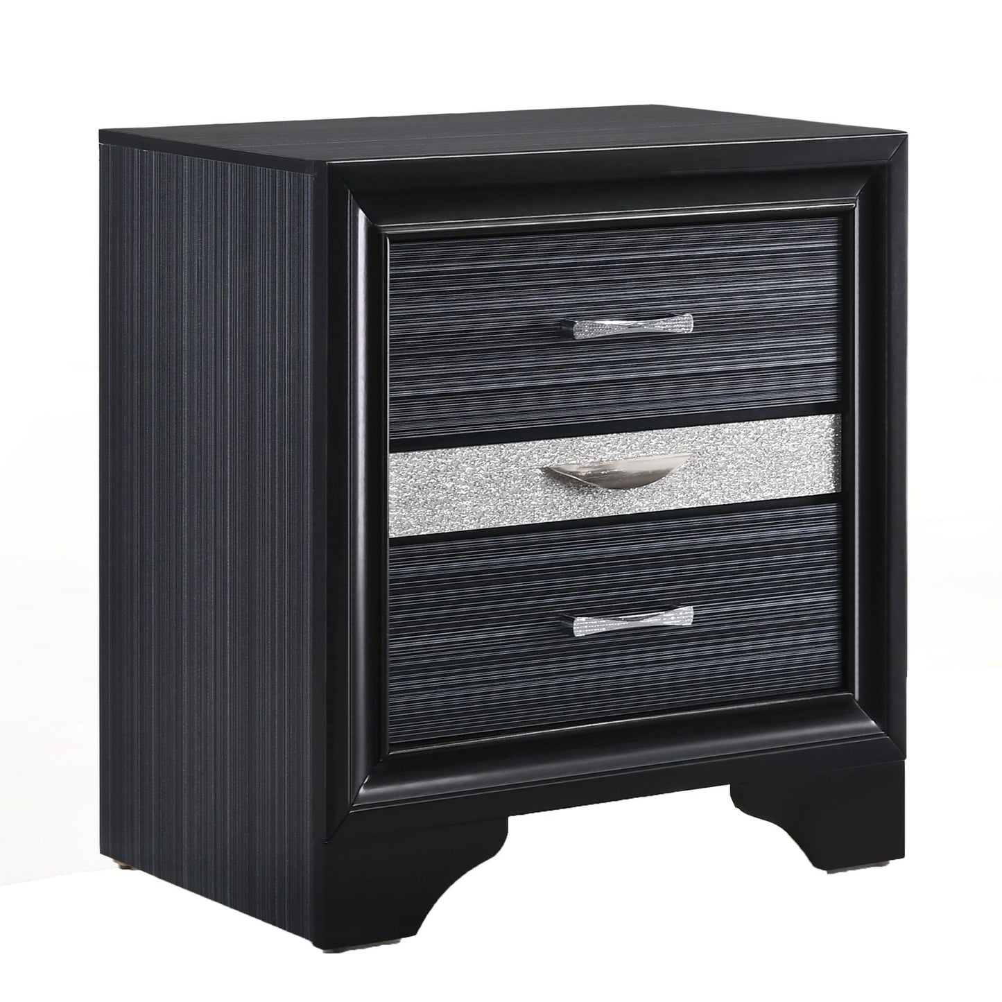Black 3-drawer Nightstand image 1