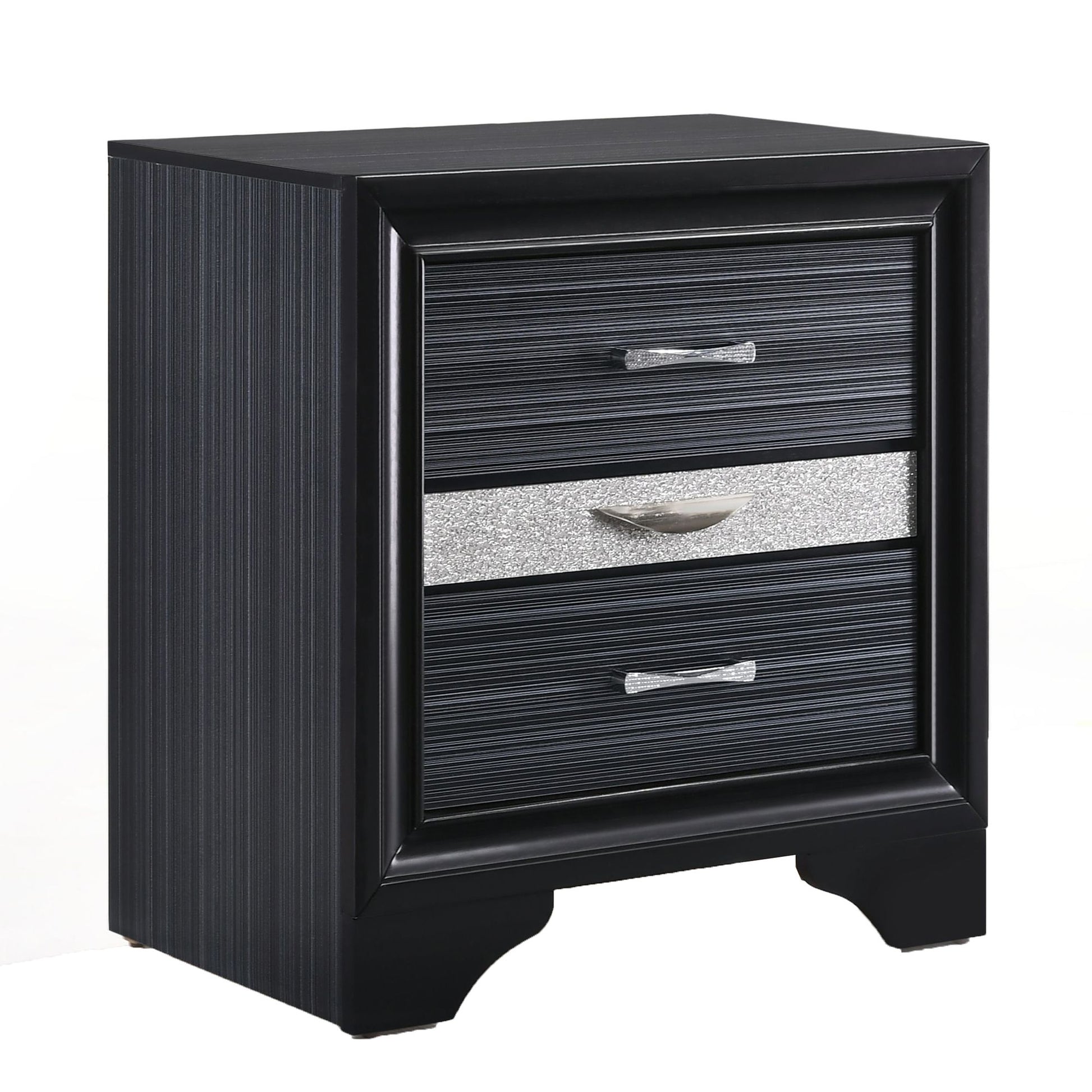 Black 3-drawer Nightstand image 1