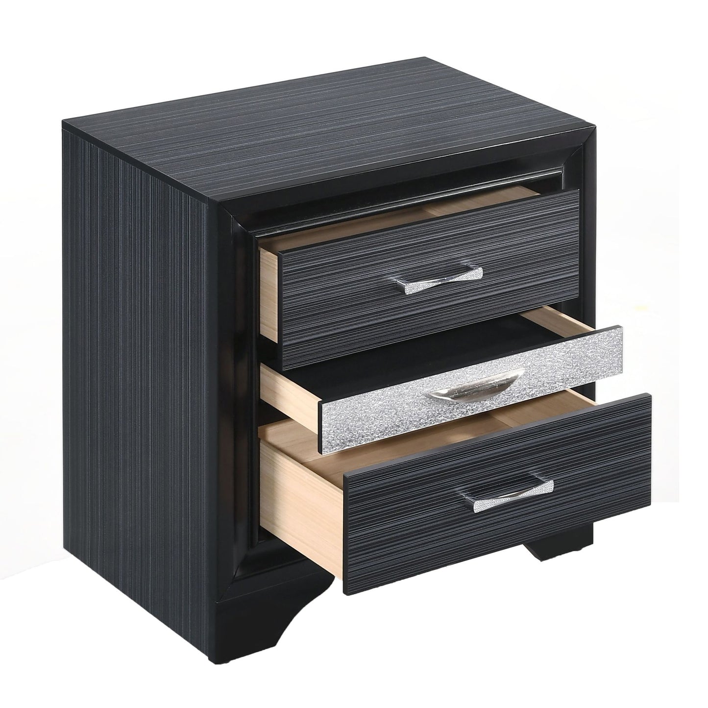 Black 3-drawer Nightstand image 3
