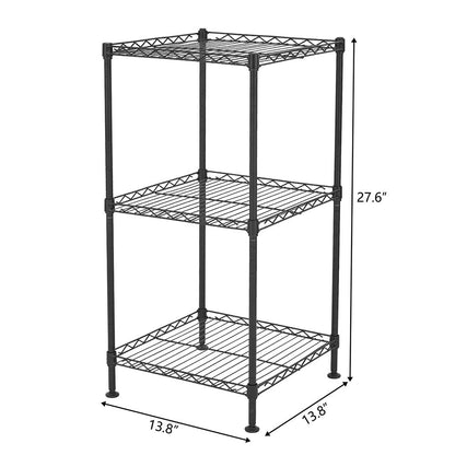 Black 3-Tier Wire Shelving Tower - dimensions