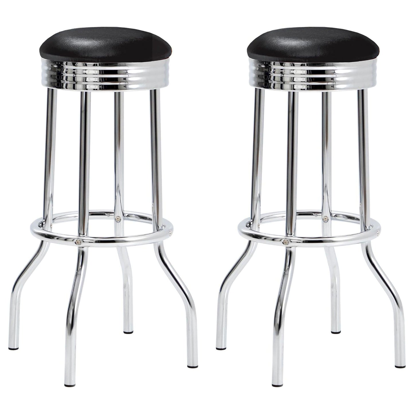 Black and Chrome Bar Height Stool (Set of 2) image 2