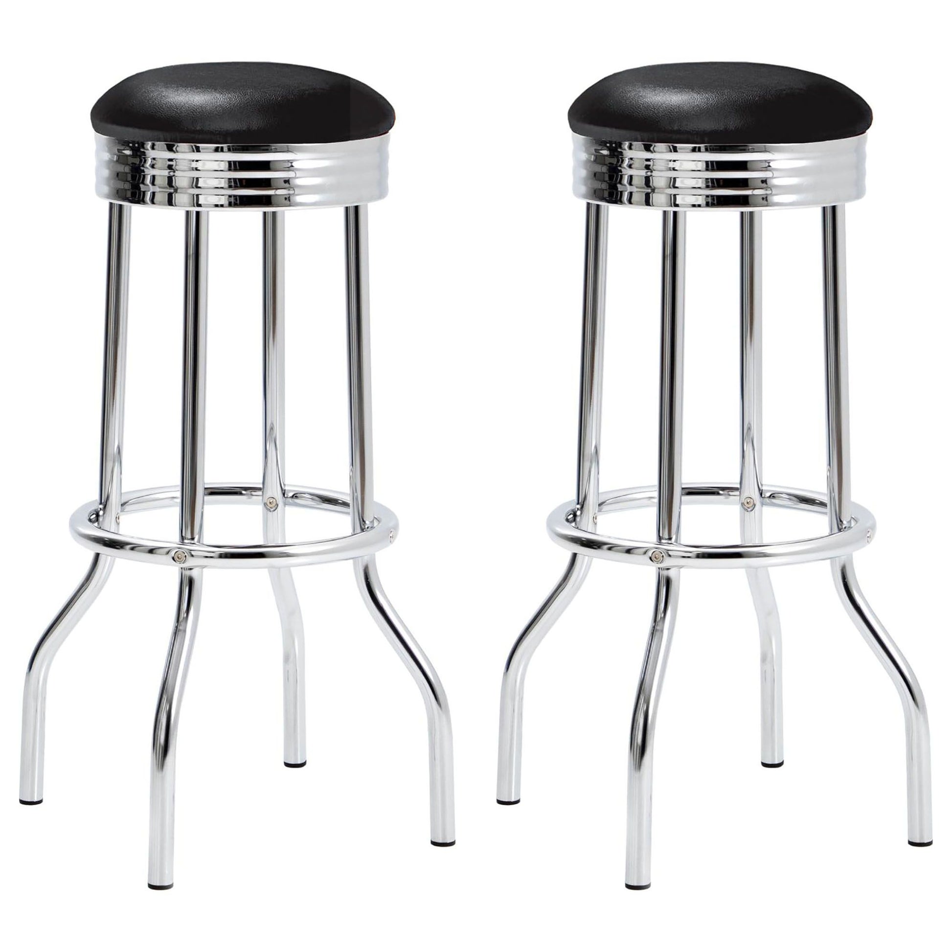 Black and Chrome Bar Height Stool (Set of 2) image 2
