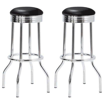 Black and Chrome Bar Height Stool (Set of 2) image 2