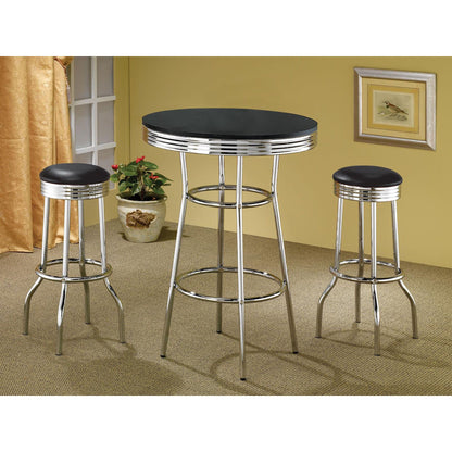 Black and Chrome Bar Height Stool (Set of 2) image 4