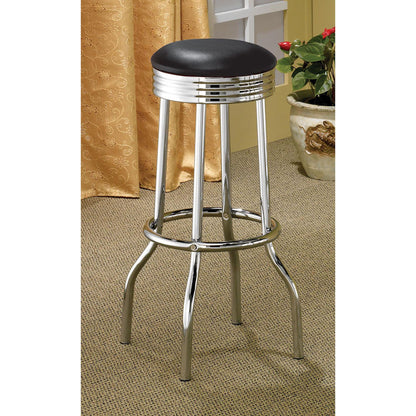 Black and Chrome Bar Height Stool (Set of 2) image 1