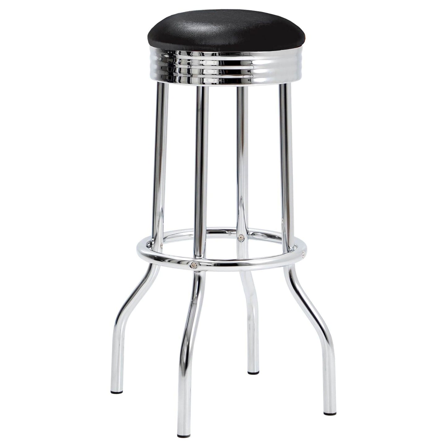 Black and Chrome Bar Height Stool (Set of 2) image 3