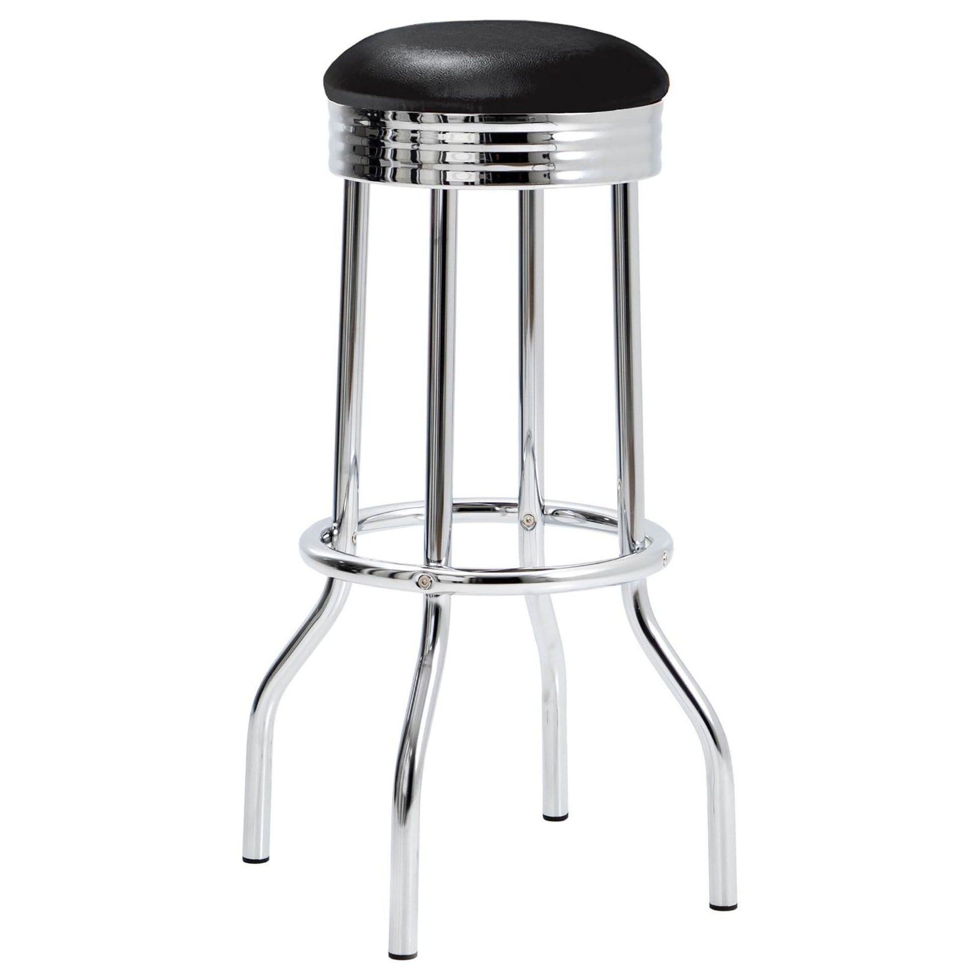 Black and Chrome Bar Height Stool (Set of 2) image 3