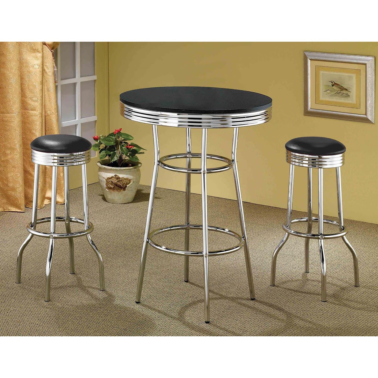 Black and Chrome Round Bar Table image 4