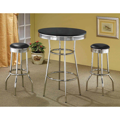 Black and Chrome Round Bar Table image 4