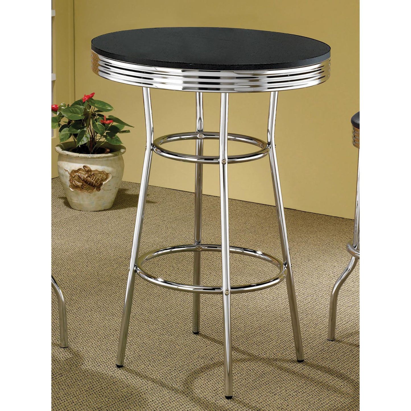 Black and Chrome Round Bar Table image 1