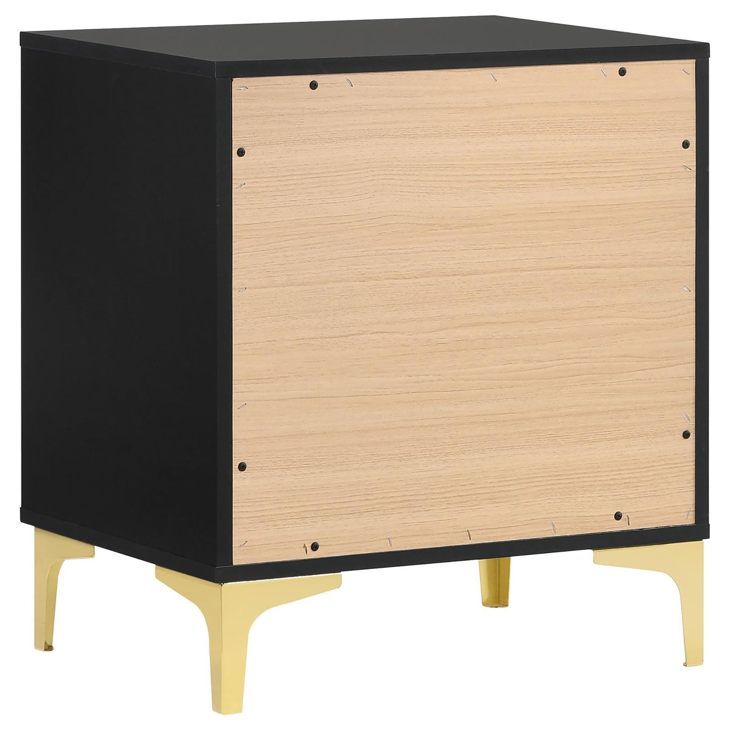 Black and Gold 2-Drawer Rectangular Nightstand image 6