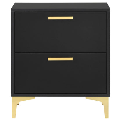 Black and Gold 2-Drawer Rectangular Nightstand image 3