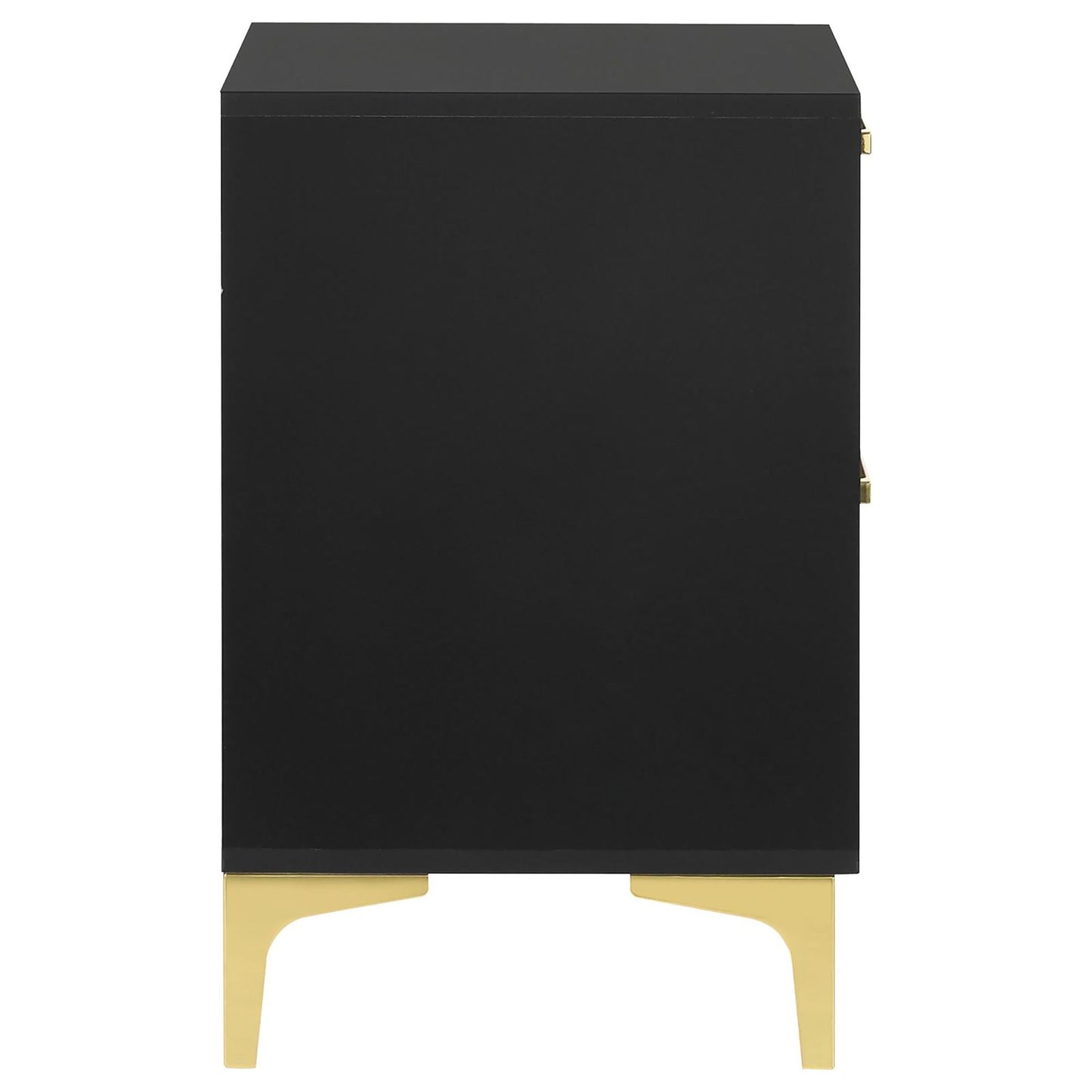 Black and Gold 2-Drawer Rectangular Nightstand image 4