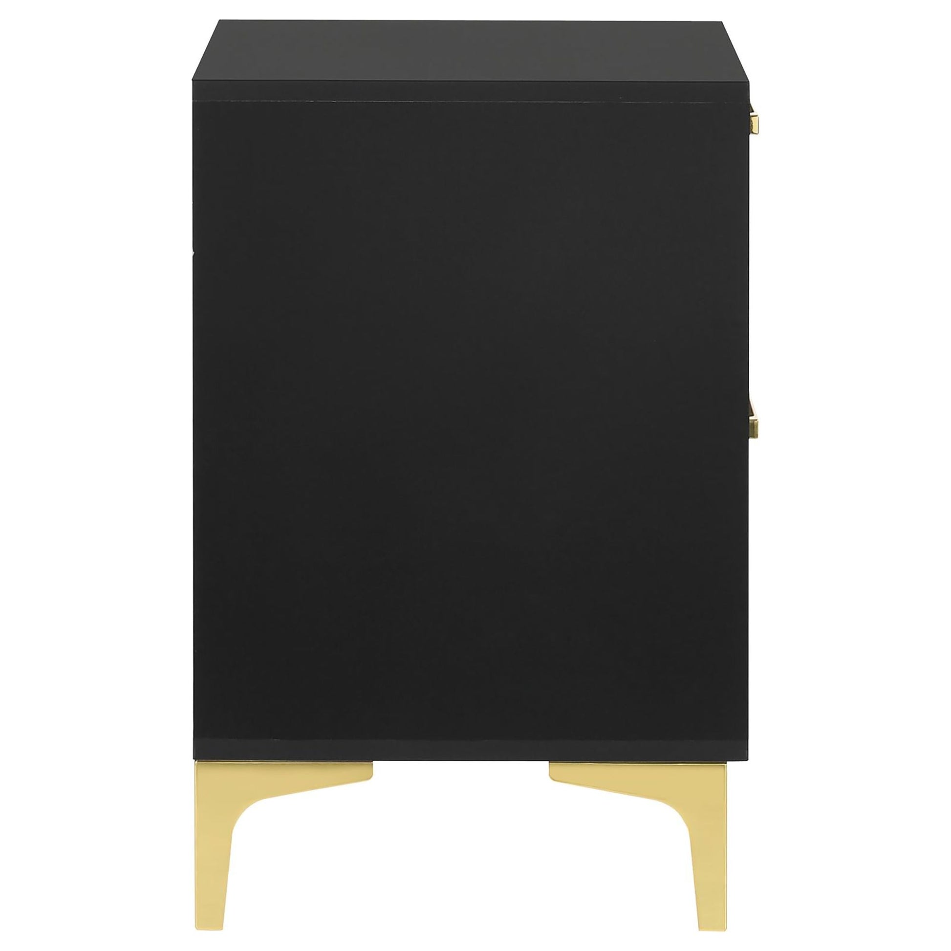 Black and Gold 2-Drawer Rectangular Nightstand image 4