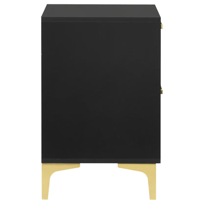 Black and Gold 2-Drawer Rectangular Nightstand image 4