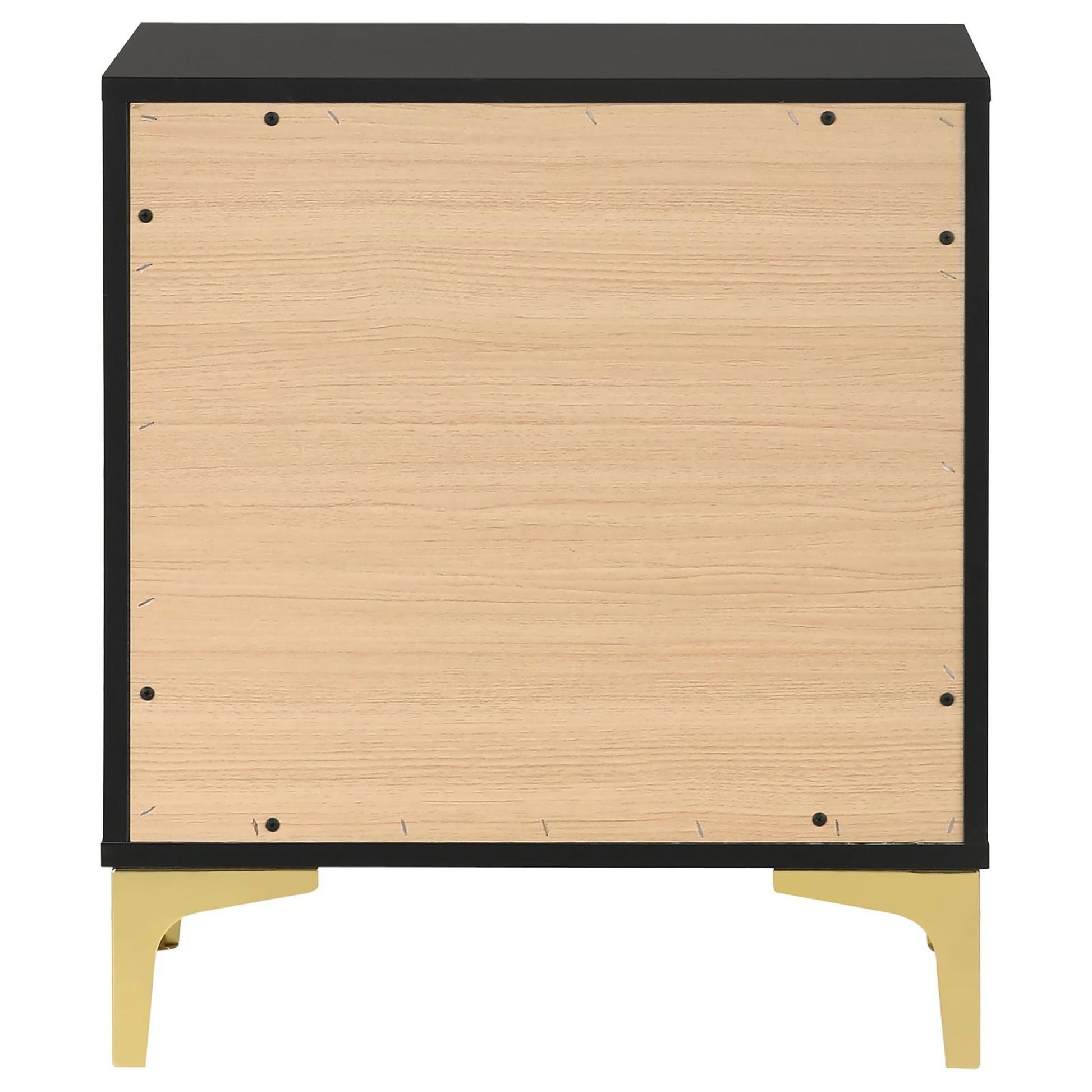 Black and Gold 2-Drawer Rectangular Nightstand image 5