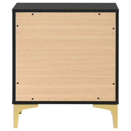 Black and Gold 2-Drawer Rectangular Nightstand image 5