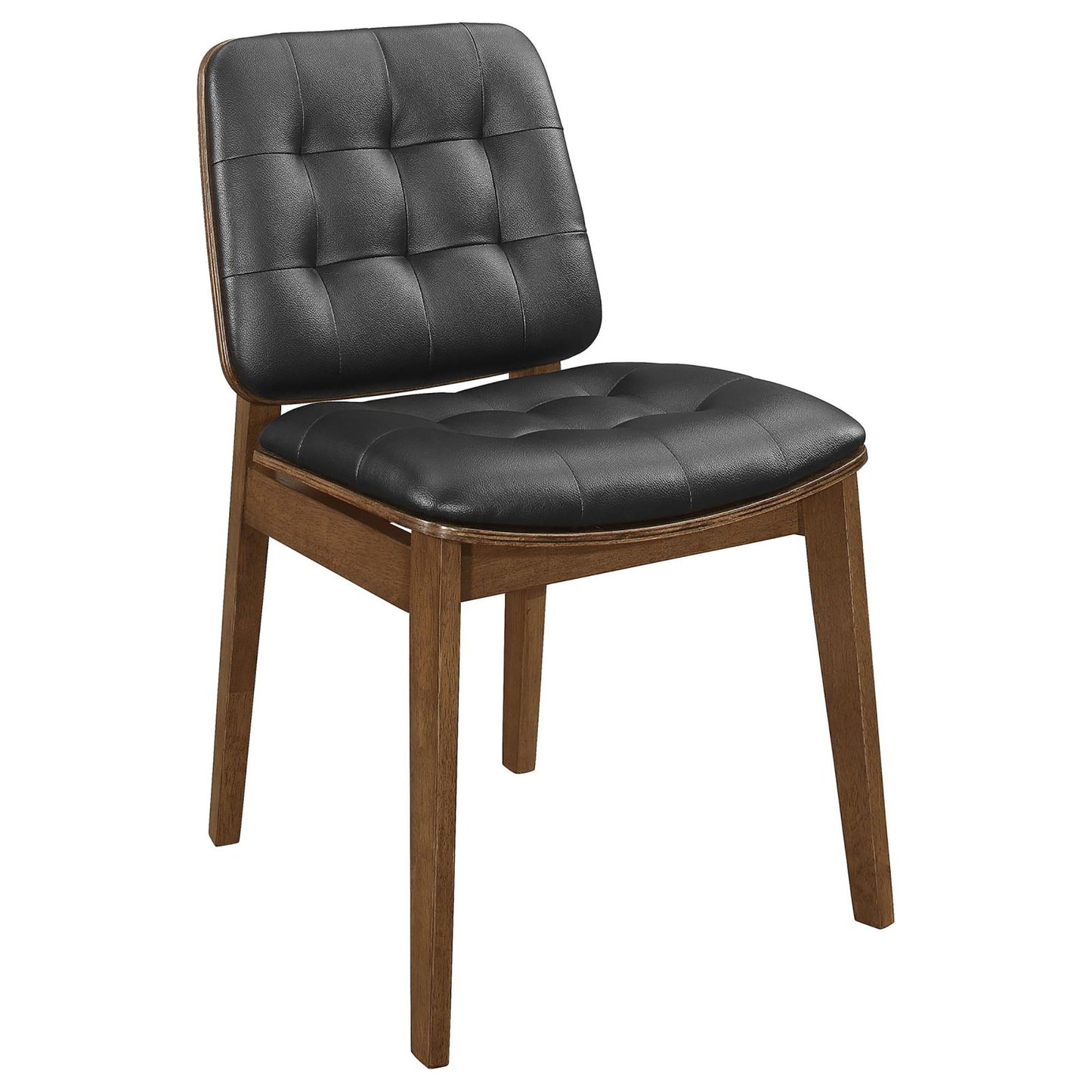 Black and Natural Walnut Tufted Back Side Chairs (Set of 2) image 3