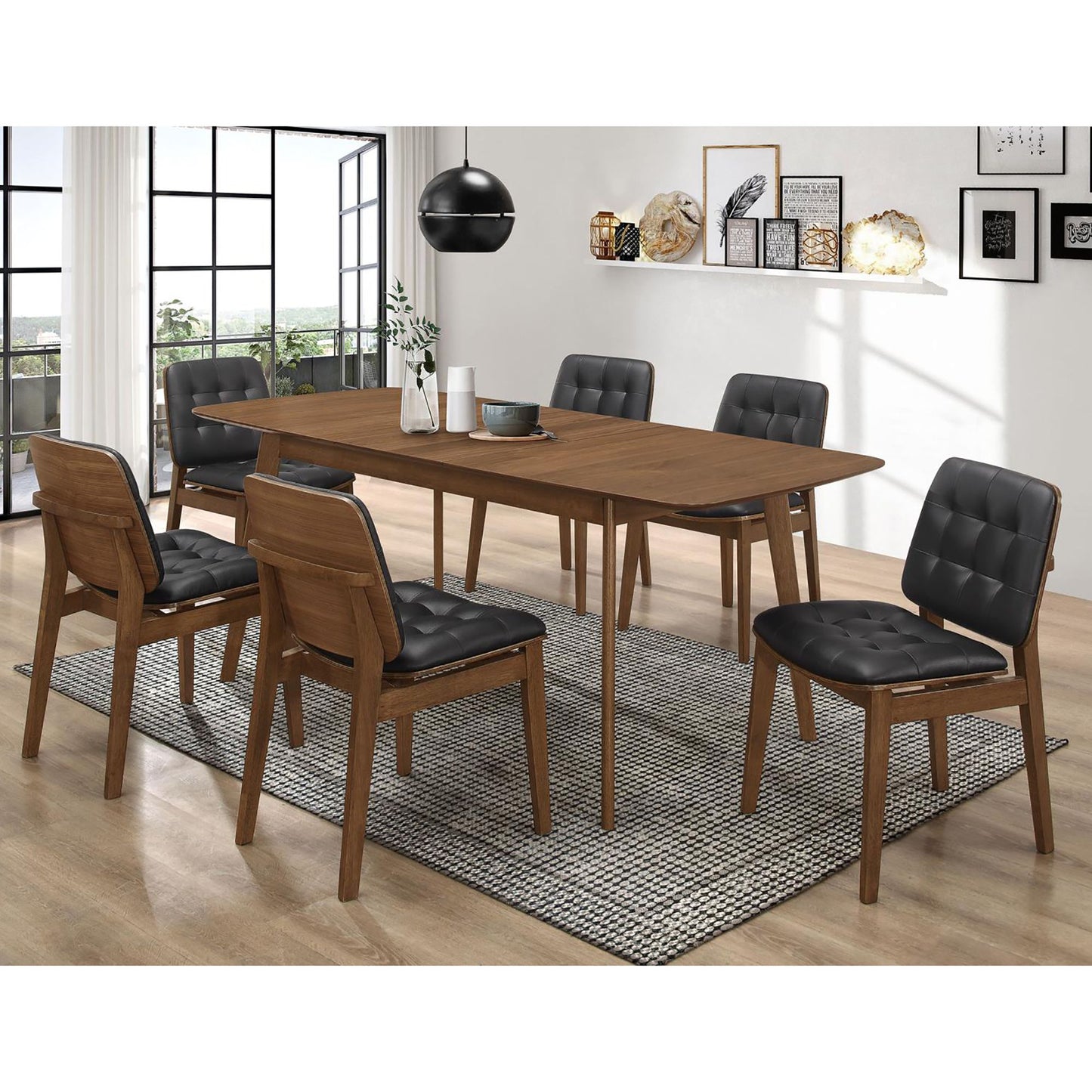 Black and Natural Walnut Tufted Back Side Chairs (Set of 2) image 5