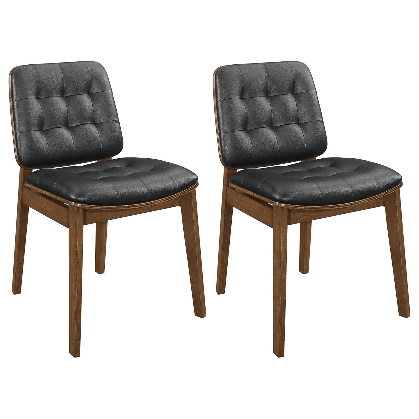 Black and Natural Walnut Tufted Back Side Chairs (Set of 2) image 2