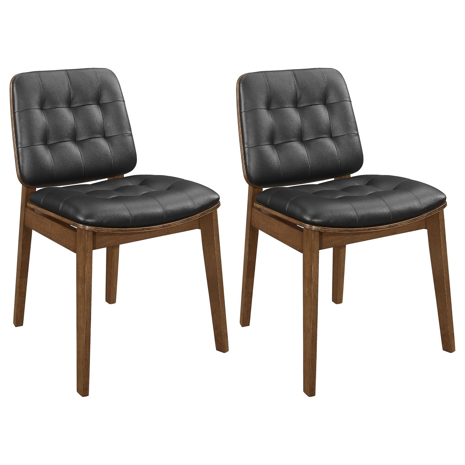Black and Natural Walnut Tufted Back Side Chairs (Set of 2) image 2