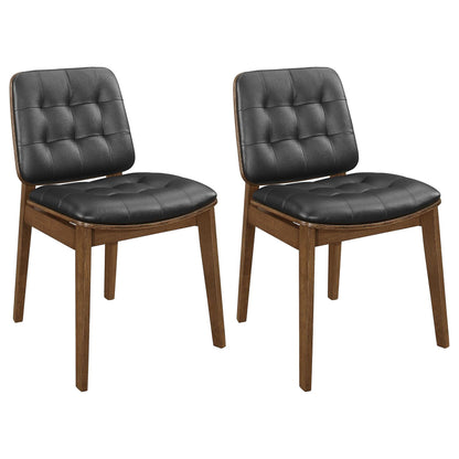 Black and Natural Walnut Tufted Back Side Chairs (Set of 2) image 2