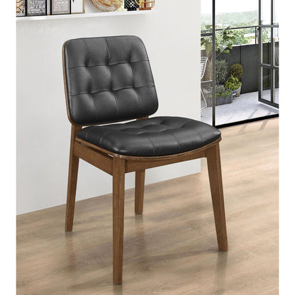 Black and Natural Walnut Tufted Back Side Chairs (Set of 2) image 1