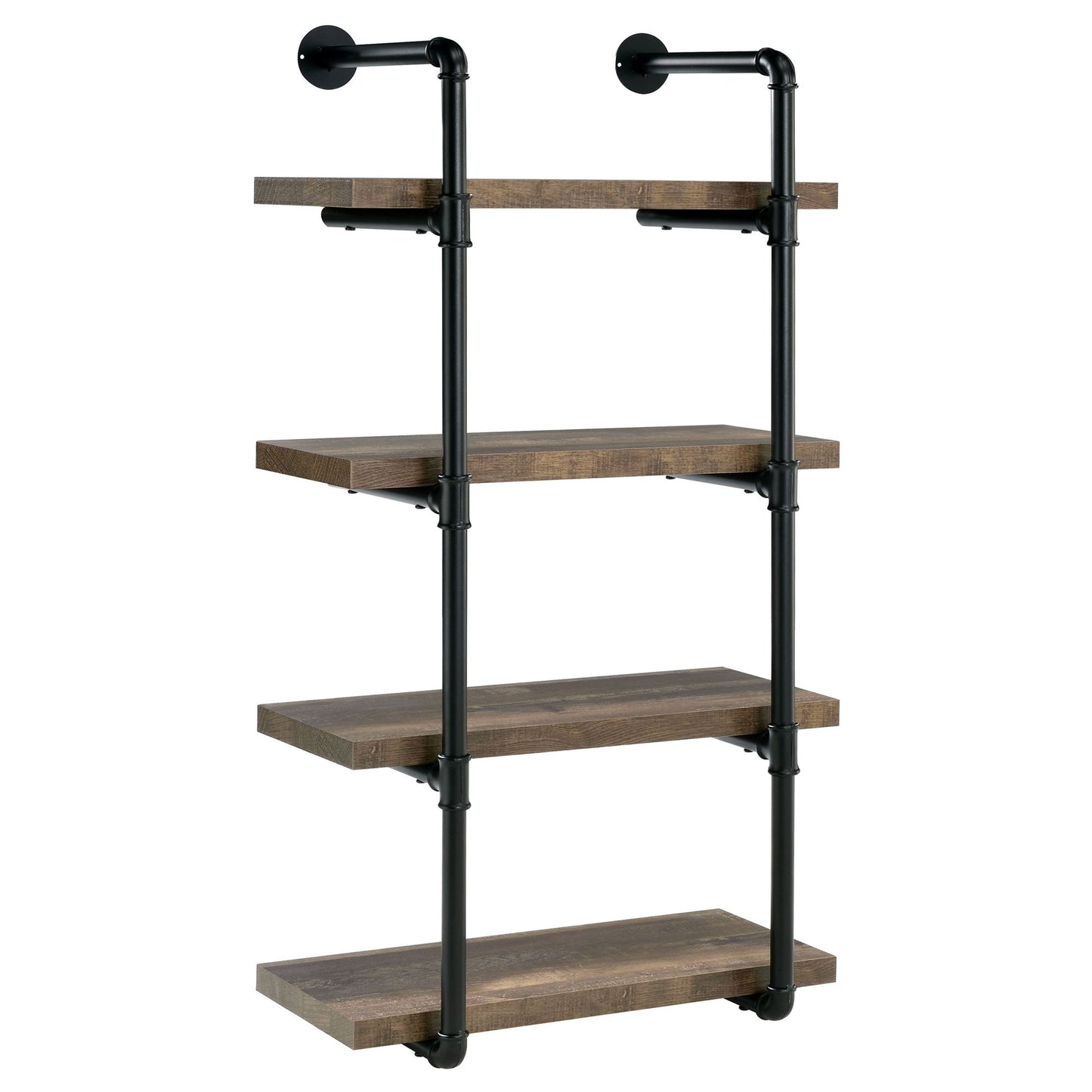Black and Rustic Oak 4-tier Wall Shelf image 2