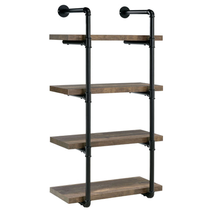 Black and Rustic Oak 4-tier Wall Shelf image 2