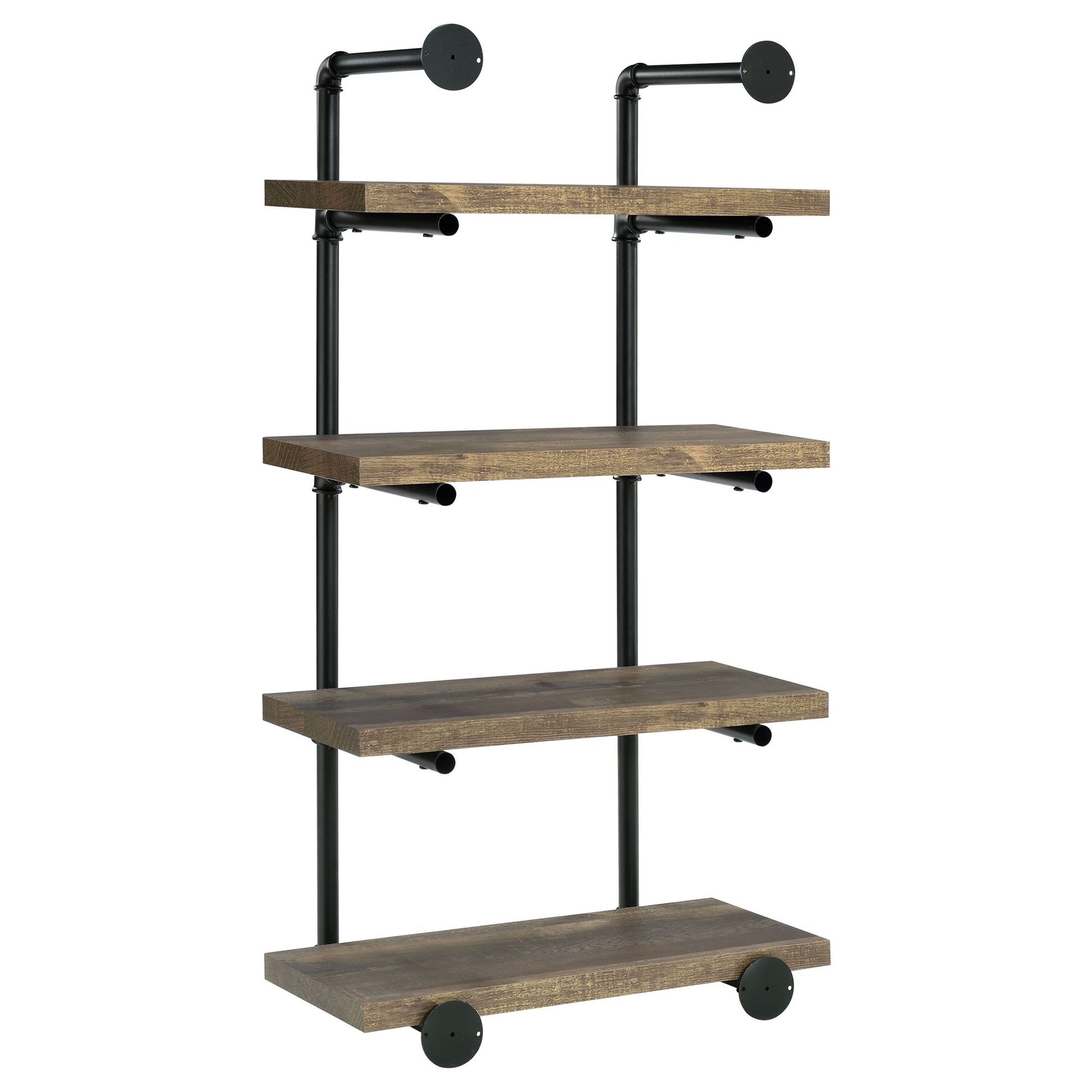 Black and Rustic Oak 4-tier Wall Shelf image 8