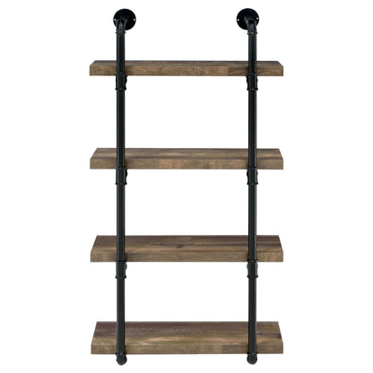 Black and Rustic Oak 4-tier Wall Shelf image 4
