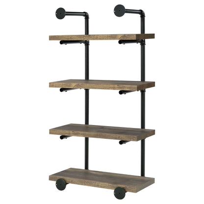 Black and Rustic Oak 4-tier Wall Shelf image 7