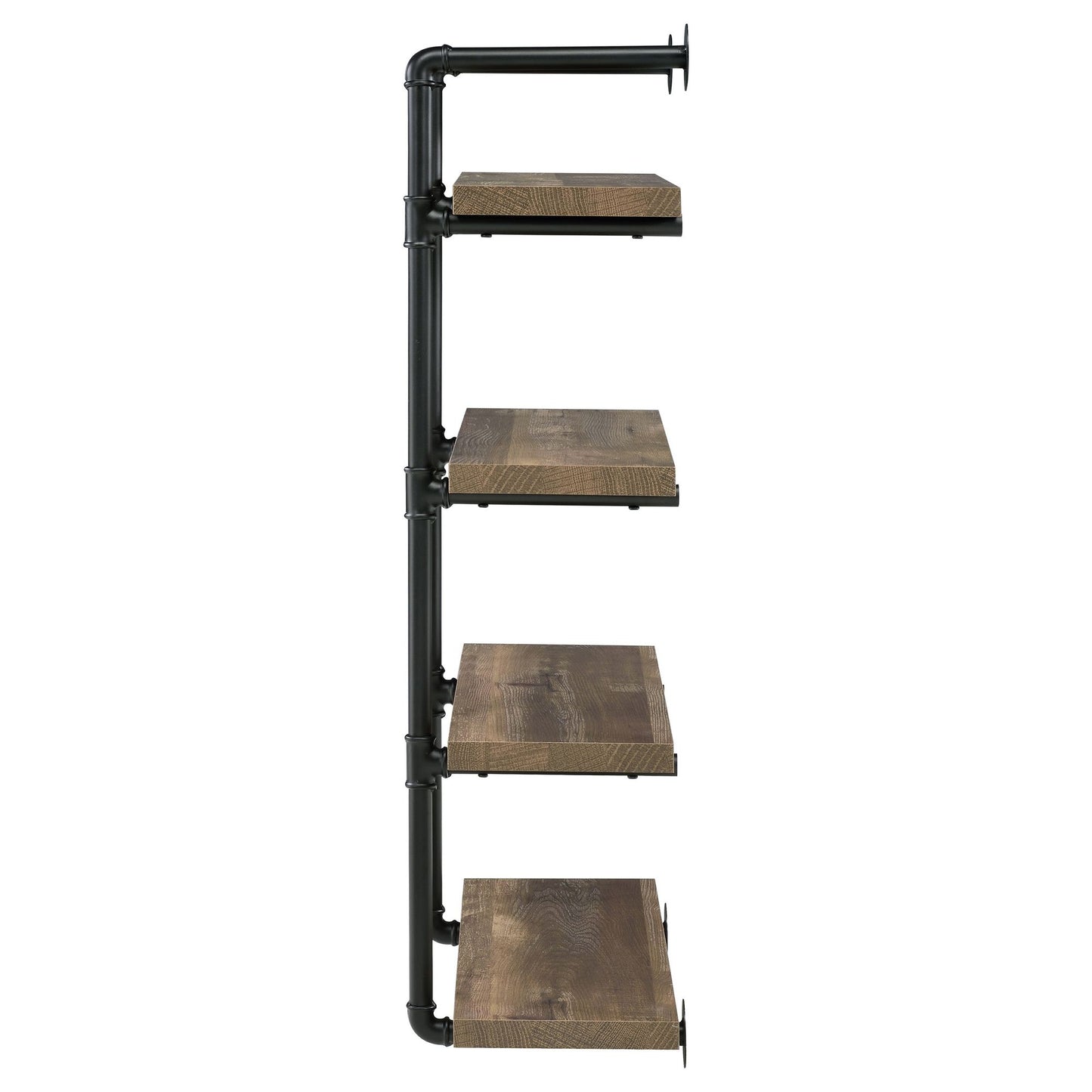 Black and Rustic Oak 4-tier Wall Shelf image 5