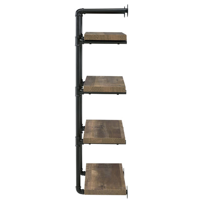 Black and Rustic Oak 4-tier Wall Shelf image 5
