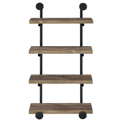 Black and Rustic Oak 4-tier Wall Shelf image 9