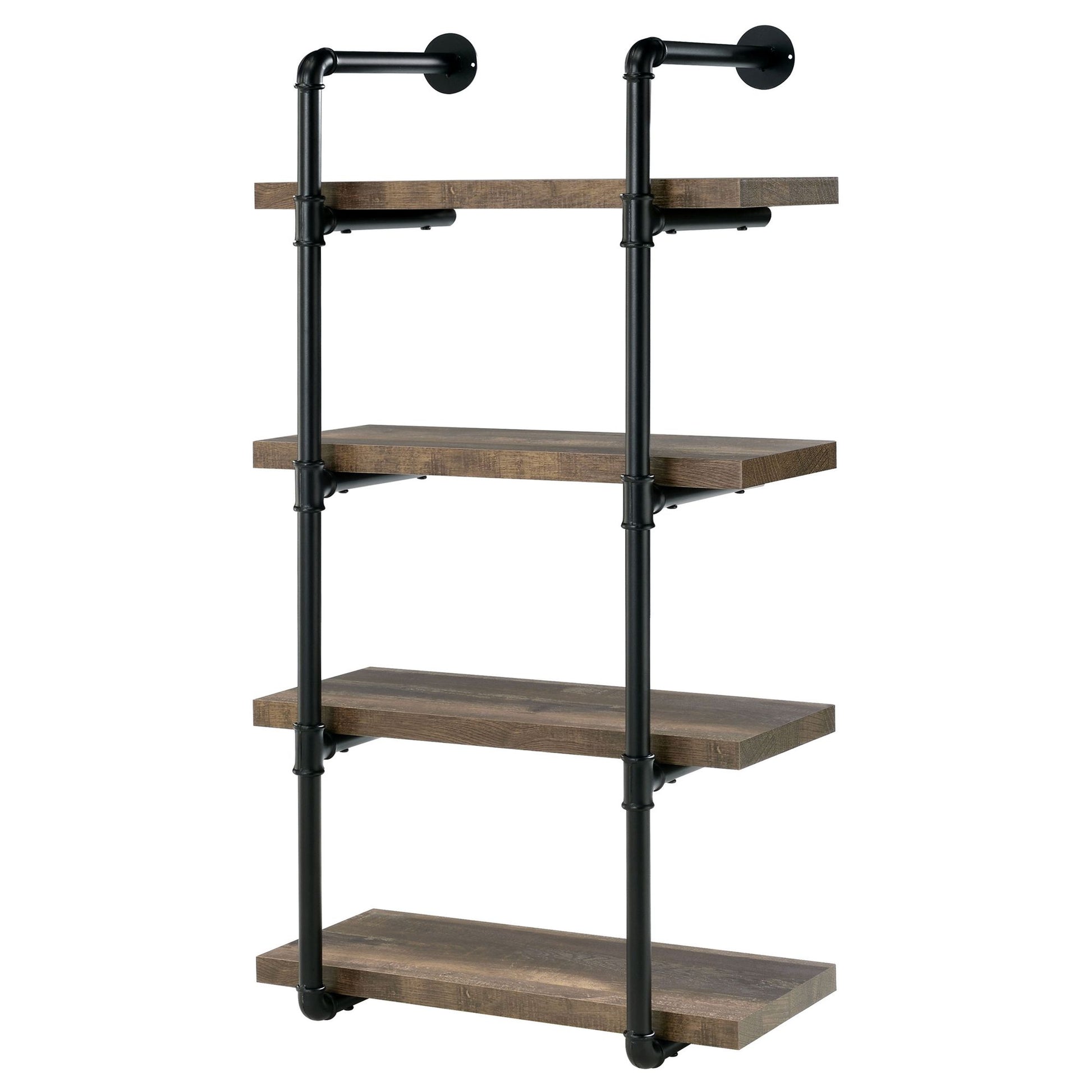 Black and Rustic Oak 4-tier Wall Shelf image 3