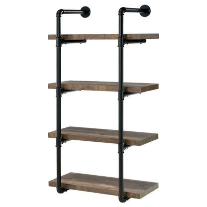 Black and Rustic Oak 4-tier Wall Shelf image 3